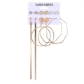 6-pair set of golden geometric metal earrings with tassels and acrylic studs - Snake Chain Tassel Geometric Hoop Style (HJ377-4)