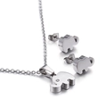Juego de collar y pendientes de elefante de acero inoxidable con cristales - Forma de elefante / Color Acero (KS49227-K)