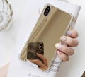Close-up of golden mirror finish phone case with anti-fall protection and precise camera cutouts - Gold / iPhone 14 Pro Max