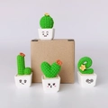 Set of 4 cute resin cactus figurines in white cartoon pots spelling out LOVE - Mini LOVE Set (L-Height 4.5CM/With Packaging)