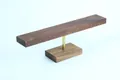 T-bar jewelry stand with dark walnut wood top and gold metal stem on light wood base - Walnut Wood / Single-Layer Bracelet Stand / Small