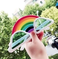 Funny white cloud sunglasses with rainbow arch for party props and photo booth - Rainbow Blue Lens