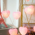 Pink crystal heart LED string lights for romantic home decor and festive parties - 2m 10LEDs Battery Operated (Steady On) / Pink