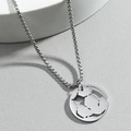 Roestvrijstalen ketting met holle voetbalhanger en stijlvolle box-ketting - Zilver