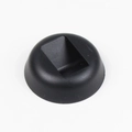 Close-up of a matte black round base with a central rectangular slot on a white background - 1 Round Base / Black