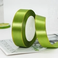 Grass green satin ribbon with gold edges on white foam core for gift wrapping - One Roll 22 Meters Long / Army Green