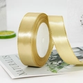 Golden satin ribbon with gold stitched edges for gift wrapping and cake box decoration - One Roll 22 Meters Long / Luxury Gold