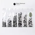Cristales negros de fondo plano en seis tamaños SS4 a SS16 para manicura artística - SS4-SS16(6 Rejillas) / Diamantes de Imitación Negros