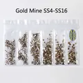 Cristales dorados planos para uñas tallas SS4-SS16 en bolsas de seis compartimentos - SS4-SS16(6 Rejillas) / Oro