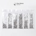 Cristales plateados planos para uñas en bolsa de 6 rejillas tamaños SS4 a SS16 DIY - SS4-SS16(6 Rejillas) / Mineral de Plata