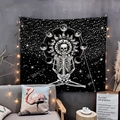 Bohemian skull sun and moon tapestry wall hanging for bedroom dorm room decor - 75x50cm / Black White Skull