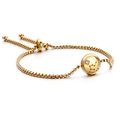 Gold Pisces zodiac bracelet with box chain and adjustable sliding closure for women - Pisces (KB120314-KFC)