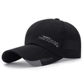 Berretto da baseball nero con stampa sportiva bianca e visiera lunga parasole - Nero