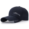 Berretto da baseball blu navy con visiera lunga e stampa sportiva per la protezione solare - Blu