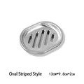 Oval stainless steel soap dish with drainage holes for bathroom and hotel use - Oval Stripe
