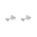 Pair of minimalist S925 silver heart shaped stud earrings on a clean white background - Silver
