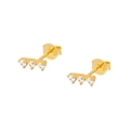 Minimalist S925 sterling silver stud earrings with three sparkling cubic zirconia stones - Platinum
