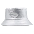 Metallic silver faux leather bucket hat with reflective finish and stitch brim detail - Adjustable / Silver