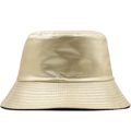 Retro champagne gold leather bucket hat with a premium metallic finish for sun protection - Adjustable / Gold