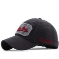 Détail de la casquette baseball vintage en coton gris avec broderie 3D New York - Gris