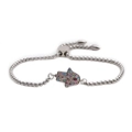 Adjustable stainless steel bracelet with Hamsa Hand pendant and colorful zircon stones - Red Eye Hamsa