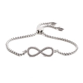 Silver infinity heart chain bracelet with adjustable slider clasp for men and women - Stainless Steel / 16-21cm Adjustable / Silver White Zircon