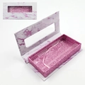 Scatola per ciglia con motivo marmo rosa e vassoio glitter rosa per ciglia finte - Glitter Rosa Interno Marmo