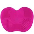 Pink silicone makeup brush cleaning mat with suction cups and specialized washing textures - Rose Red