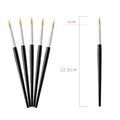 Set of 6 black paint brushes with orange nylon bristles and clear size dimensions - 12.5cm Black Handle Round Brush Without Sleeve / Black