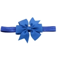 Dark blue ribbon bow elastic headband for babies with ribbed texture on white background - Blue