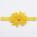 Bright yellow grosgrain ribbon bow headband with high elastic band for baby girls - Yellow