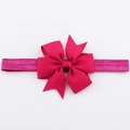 Elastic baby headband with a large rose red grosgrain ribbon fishtail bow decoration - Rose Red