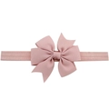 Pink grosgrain ribbon fishtail bow headband for babies with elastic stretchy band - Hot Pink