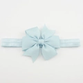 Elastic baby headband featuring a light blue ribbed fishtail ribbon bow accessory - Bright Blue