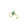 Anello vintage in acciaio inossidabile 18K regolabile con pietra turchese ovale - Turchese
