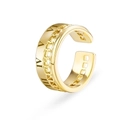 Anillo ajustable de acero inoxidable dorado con números romanos y cadena fina - Estilo Abierto de Números Romanos (SR21062817G)