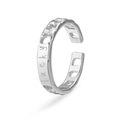 Anello regolabile minimalista in acciaio inossidabile argento con incisione Lucky sulla banda - Lettera Lucky / Argento