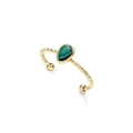 Verstellbarer goldener Edelstahlring mit birnenförmigem grünem Stein und strukturierter Form - Einstellbar Offen / Grün Stil (SR21011901GN)