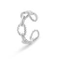 Anello regolabile in acciaio inossidabile argento con design a catena testurizzata - Stile a Nodo di Catena Larga (SR21062805S) / Argento