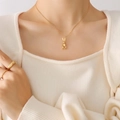 Mechanische konijn ketting en ster patroon ring set in 18K goud verguld titanium staal - Mechanische Konijn Ketting / 40+5cm / Goud