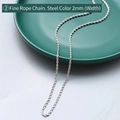 Chaîne torsadée fine de 2mm en acier inoxydable couleur argentée robuste - Chaîne Torsadée Fine 50cm / Couleur Acier