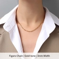 Classic 3mm gold Figaro chain necklace in titanium steel for a minimalist fashion look - Figaro Chain 40+5cm / Gold