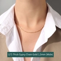 1.5mm thick star link necklace in 18K gold plated titanium steel worn on model - Thick Starry Chain 40+5cm / Gold