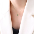 Collana francese in acciaio al titanio placcato oro 18k con zircone smeraldo - 40+5cm / Oro