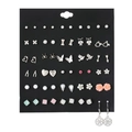 Detailed view of colorful stud earrings set with rhinestones and pearls on display - Silver and Color Diverse Combination Set (E0305-2)