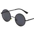 Gafas de sol polarizadas redondas retro con montura de metal negro y lentes grises oscuros - Montura Negra Lente Gris
