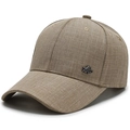 Khaki-farbene Baseballkappe aus Baumwolle und Leinen für Herren mit RZG-Metallemblem - Verstellbar / Khaki Mit Metalllogo (RZG)