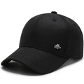 Klassische schwarze Baseballkappe für Herren mit silbernem RZG-Metallemblem-Detail - Verstellbar / Schwarz Mit Metalllogo (RZG)