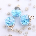 Transparent glass sphere pendant with blue star sequins and gold metal cap for DIY crafts - Light Blue