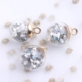 Tres colgantes de bola de cristal con lentejuelas de estrella de plata y aros dorados - Plateado